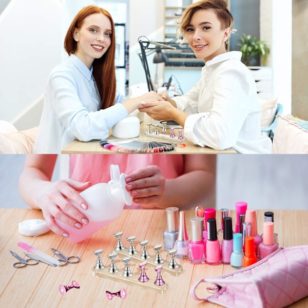 2 set nagelkonstdisplayställ, magnetiska nageltipsställ, akryl nagelkonstövningsställ, lämpliga för hem och salong målade nagelkonst