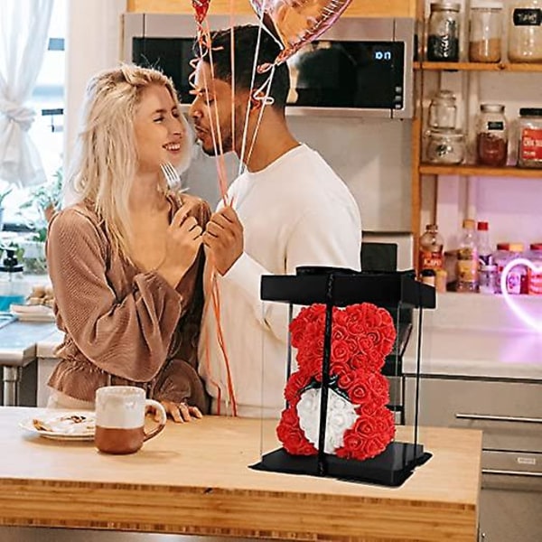 Rosebjørn, Rose Teddybjørn På Hver Rosebjørn, Blomsterbjørn, Klar Gaveæske Inkluderet, 40 Cm