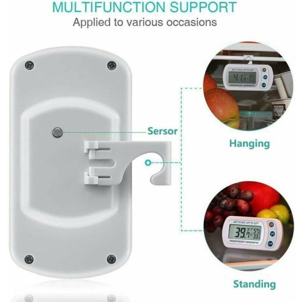 Kjøleskapstermometer Vanntett Digitalt Kjøleskap og Frysetermometer med Lett å Lese LCD-skjerm og Maks (2-pakning-Hvit)