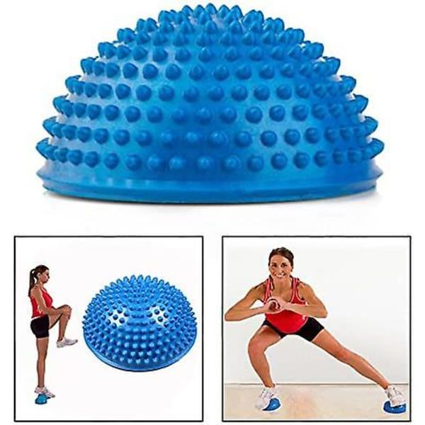 Refleksologi Treningsmassasjeball, Yoga Fitness Halv Piggsvinball Fotbalanseball For Yoga Fitness Øvelse（Blå）