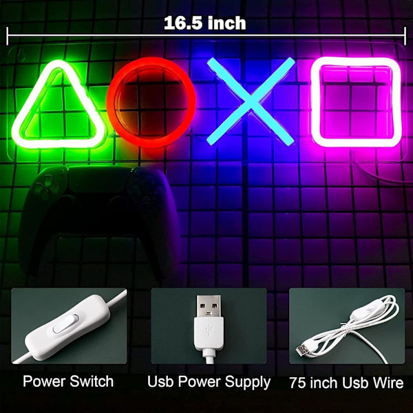 LED-stripe spillyslampe - PS Playstation-symbol lys - Neonlys