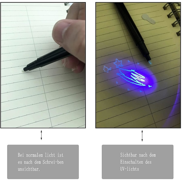 Osynlig bläckpenna 7 st senaste spionpenna med UV-ljus magisk spionmarkör barnpennor för hemligt födelsedagsmeddelande fest