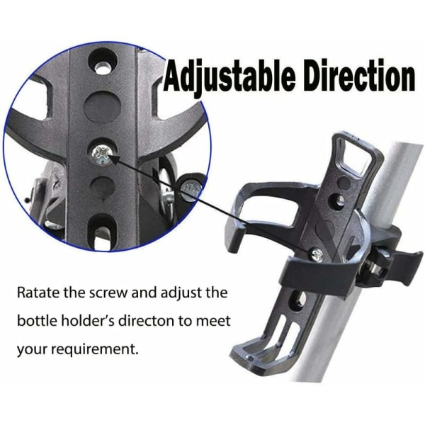 Justerbar flaskeholder, for landeveissykler/terrengsykler, aluminium 360° ro