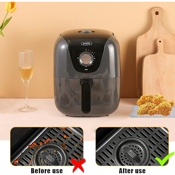 Air Fryer -lisävarusteet, silikonista valmistetut Air Fryer -vuoraukset, kaksoiskori A