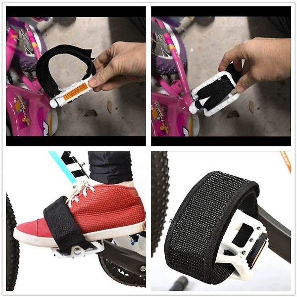 2pcs  Bike Pedal Straps Pedal Toe Clips Straps Tape For Fixed Gear Bike（Black）