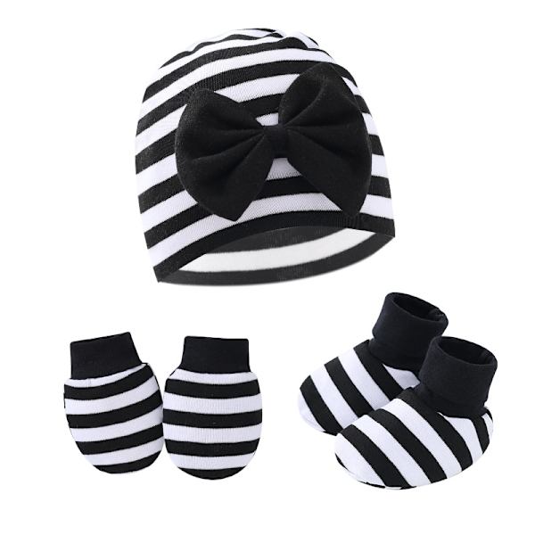 2 sett med gule+svarte og hvite stripete babyprodukter, 3 sett med