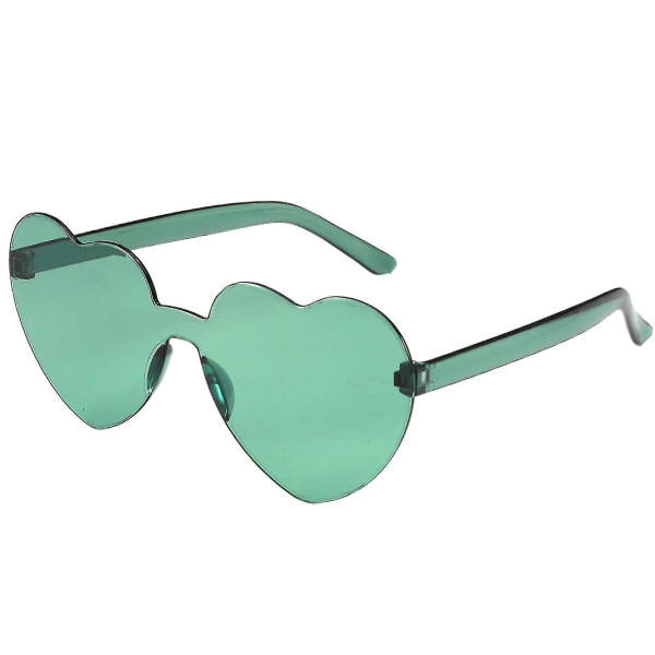 Godisfärgade hjärtformade solglasögon Fashion Rimless Körsolglasögon för vuxna Gröna