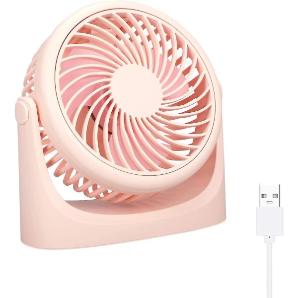 Usb Fan With Strong Airflow Quiet Operation Portable Fan Speed（Pink）