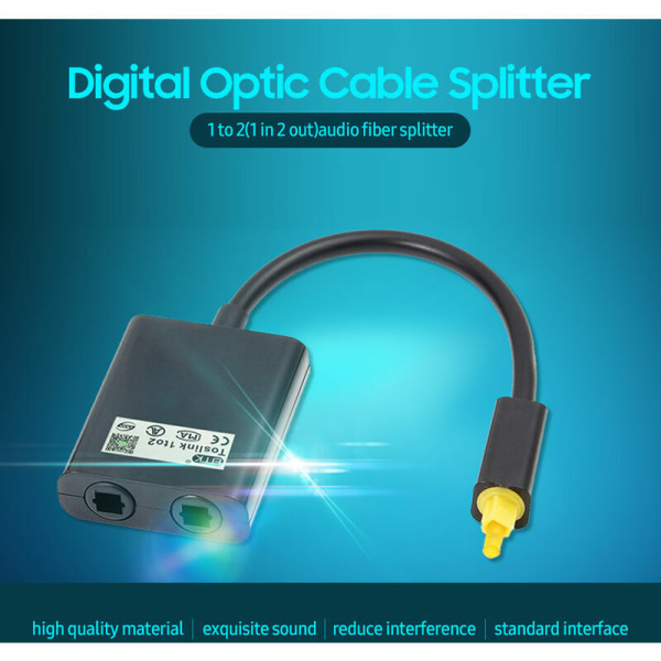 1 to 2 Digital Optical Cable Splitter Audio Adapter Fiber Optic A