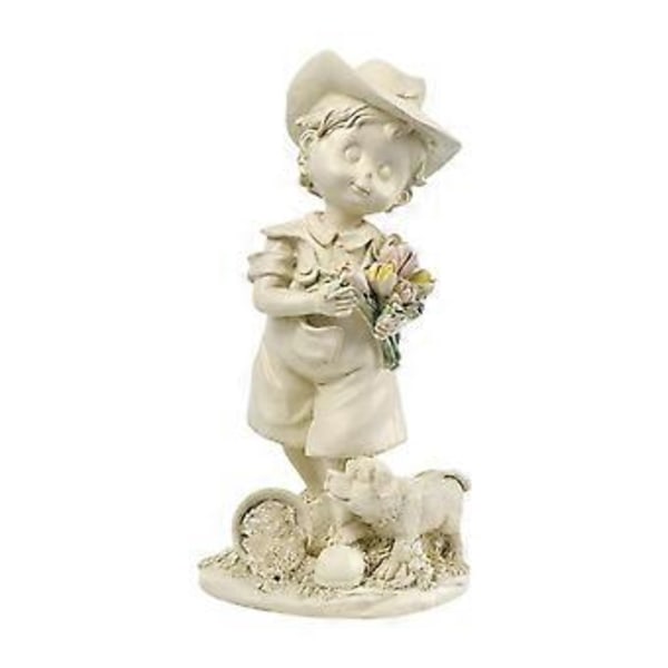 Barnestatue Resin Barnefigur Fin Utførelse Bursdagsgave Skrivebordsornament Ung Figur Skulptur for Stue Kontor (Gutt) Boy