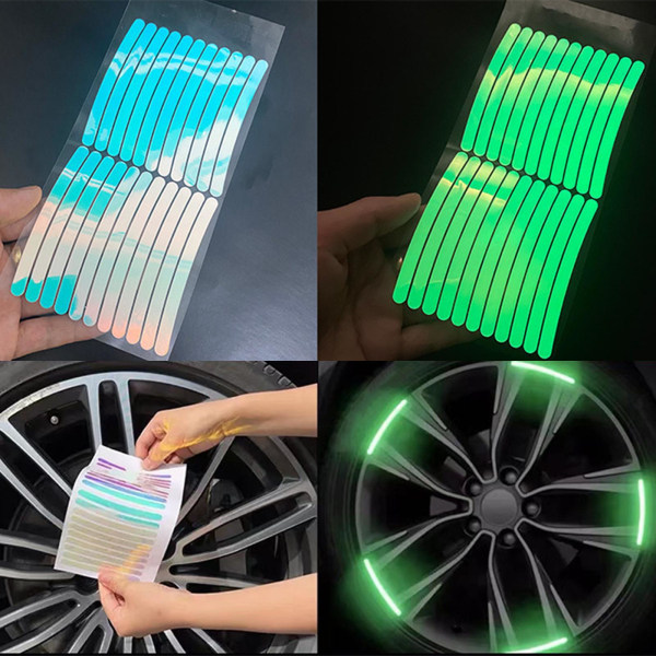Reflekterande klistermärken Hjulfälg Bil Motorcykel Cykelvagn Nattsäkerhetsdekoration med anti-scratch reflekterande universal ränder (60 st)