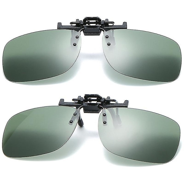 1pcs Polarized Flip Up Clip On Sunglasses Fishing Men Women Eye Glasses Green