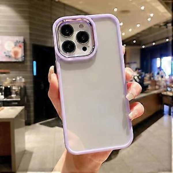 Suojakotelo iPhone 12 Pro Max -puhelimelle, yksinkertainen akryylinen puhelinkotelo iskunkestävä suojakotelo erittäin ohut kuori violetti