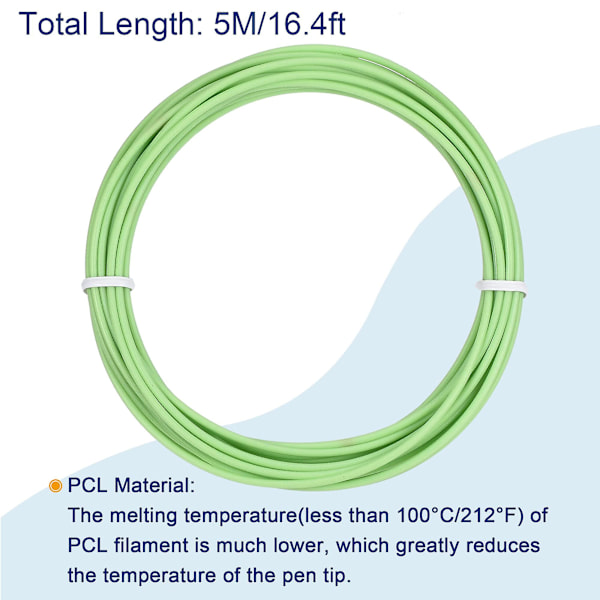 Filament Refills Pcl Filamenter 1,75 mm 10 Farver, 5 m/16,4 fod Længde Til 3d-Print Pen