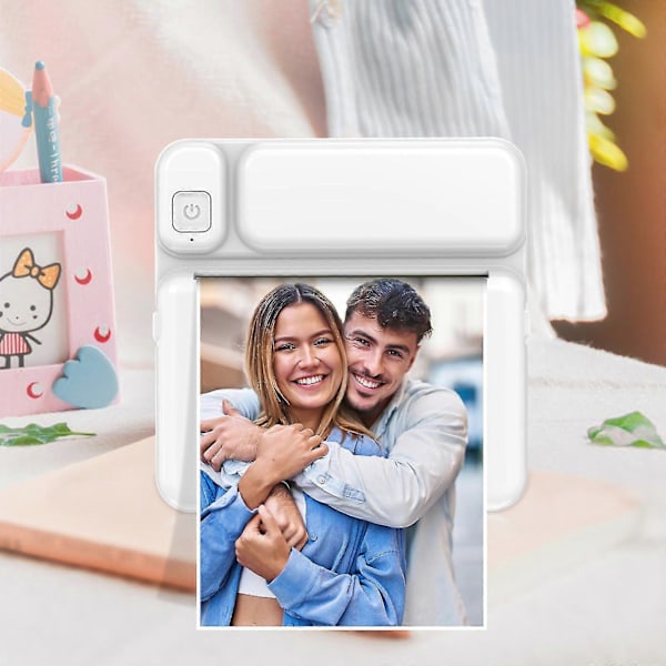 Termisk bärbar Bluetooth-skrivare, 57 mm mini trådlös POS-termisk bildfotoskrivare, lämplig för Android IOS-telefoner, blå