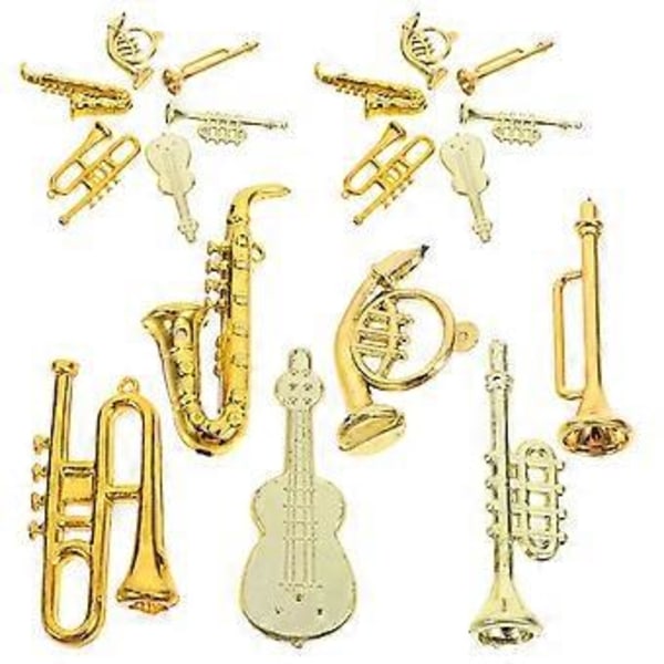 24 stk. Miniatyr Musikkinstrument Modeller Julepynt Festfavor