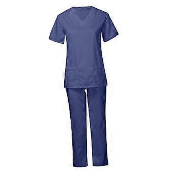 Scrubs-set för dam, sjuksköterske-scrubs, bekväma arbetskläder för kvinnor, scrubs-topp och byxor, vårduniformer, scrubs för SPA-verksamhet (M) M