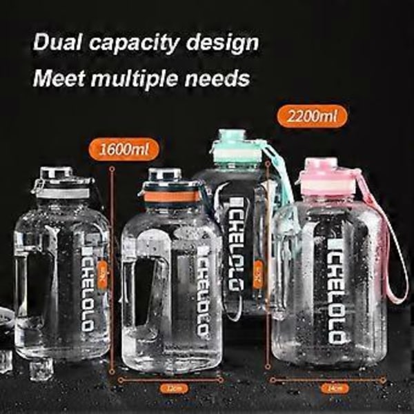 1600ml Tritan Urheilupullo Iso Kuntosalipullo BPA-vapaa 1 Gallonan Vesipullo