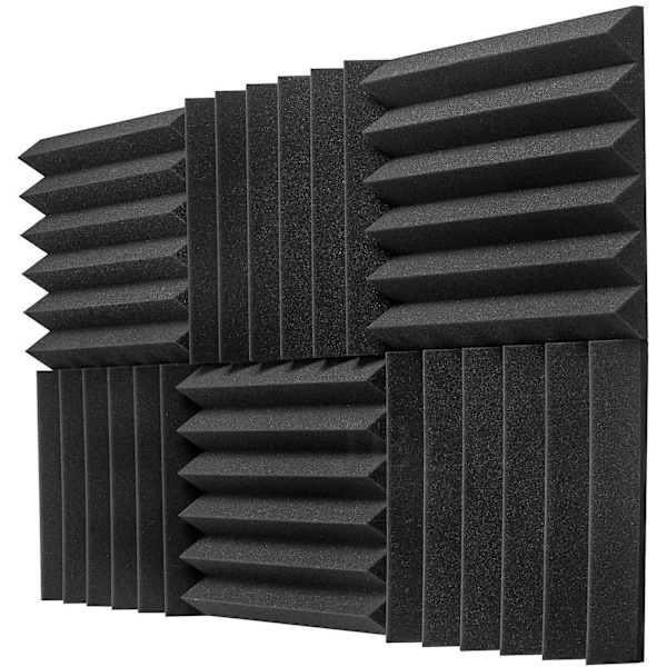6 stk. Akustiske skumplader i trækul, 5 x 30 x 30 cm/2\" x 12\" x 12\" Studio skumvæg, brandhæmmende lydisoleret væg