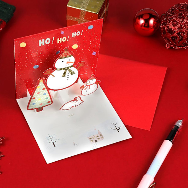 3 stk julekort, 3D julekort, Pop Up Mini Christma