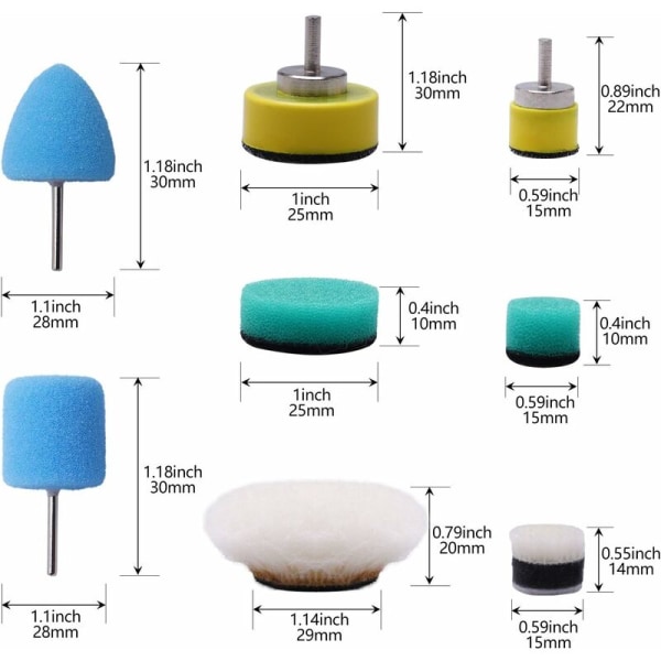 Mini Polishing Sponges, Polishing Set, 16Pcs 15mm 25mm Polishing