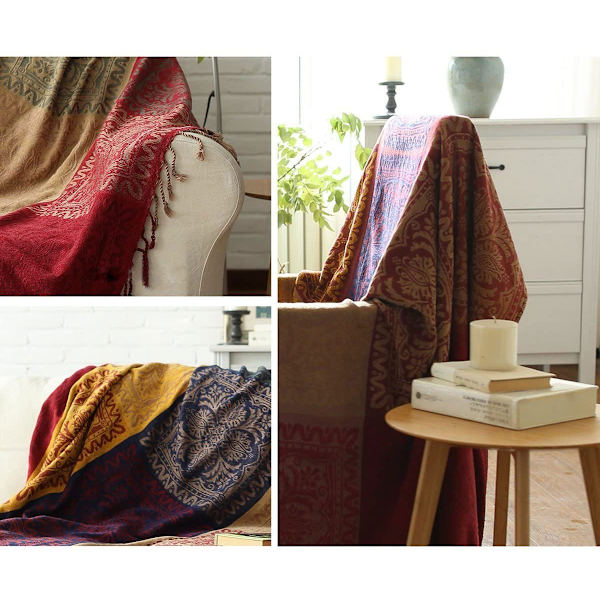 Sängöverkast Chenille Överkast, Jacquard Tofsar Överkast