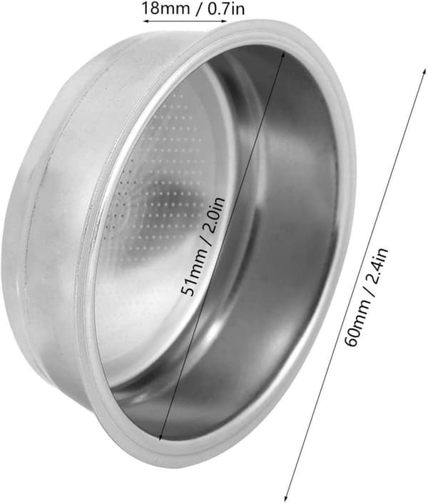 51mm rustfrit kaffefilter i rustfrit stål, enkelt lag