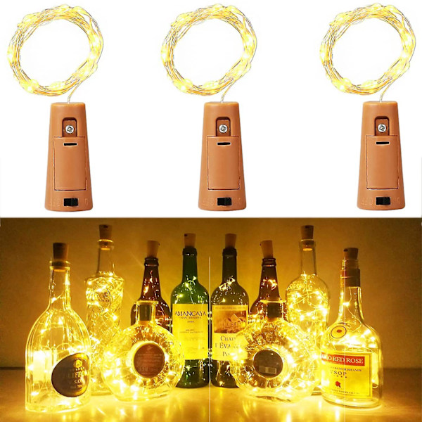 Flasklampor, Flasklampor för flaskor 2m 20 LED, Drivna nattlampor för DIY sovrum fester bröllop inomhus jul