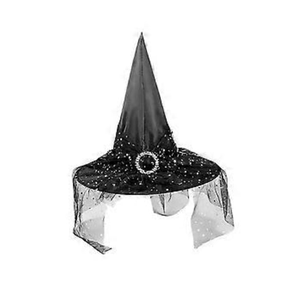 Heksehat Troldmandshat Troldkvindehat Fancy Dress Kasket Kostume Tilbehør Spids Hat til Halloween, Karneval, Fest, Cosplay (Sort Stjerne) Black Star