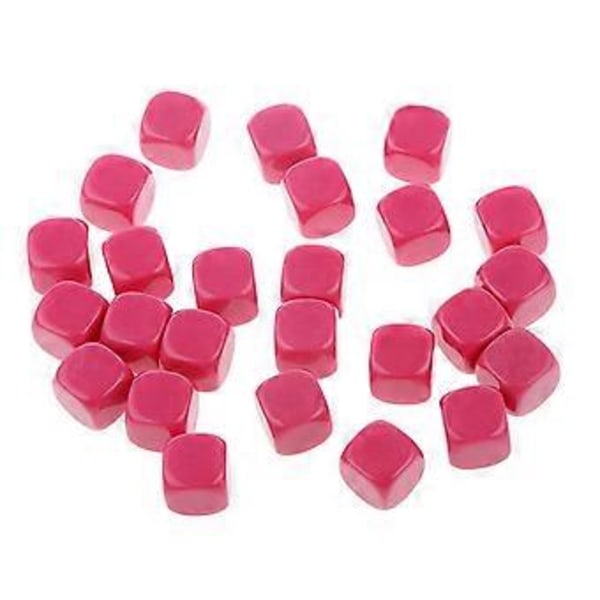 Pakkaus, jossa 25 kpl tyhjiä neliön muotoisia DIY D&D -roolipelikuutioita, kuusisivuisia D6-noppia (Fuksia) Fuchsia