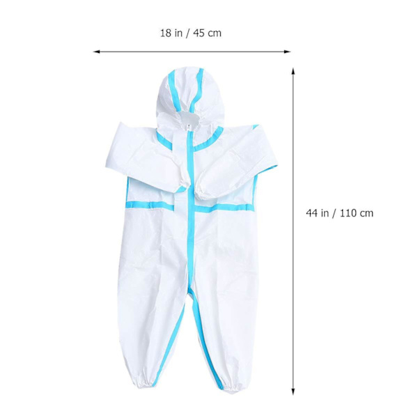 Barnens Engångsöverdragsdräkt med Huva Skyddande Klänning Helkroppstäckande Dräkt Dammtät Jumpsuit Jacka 90cm