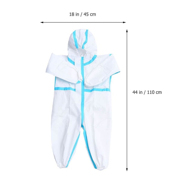 Børne Engangs Overalls Hættebeskyttende Kjole Helkropsdækning Dragt Støvbestandig Jumpsuit Frakke 90cm