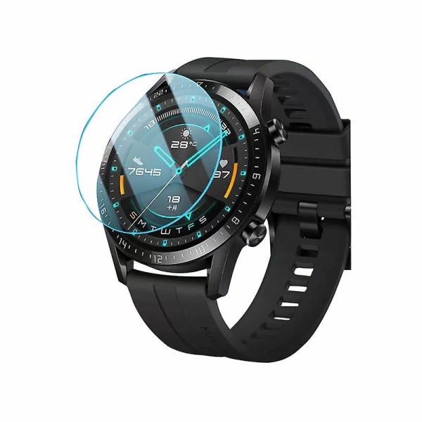 Kompatibel med Huawei Watch Gt2 46 mm skärmskydd 4st och silikonskyddsskal 2 st, Anti-ray Hd härdat glasskydd Watch Screen Pro