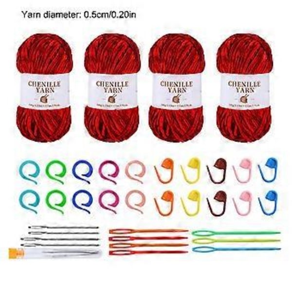 4 kpl puuvillaista virkkauslankaa neulontatarvikkeilla aloittelijoille, pehmeä vauvanpeittolanka virkkauspeittoon ja -puseroon Chenille set of 10