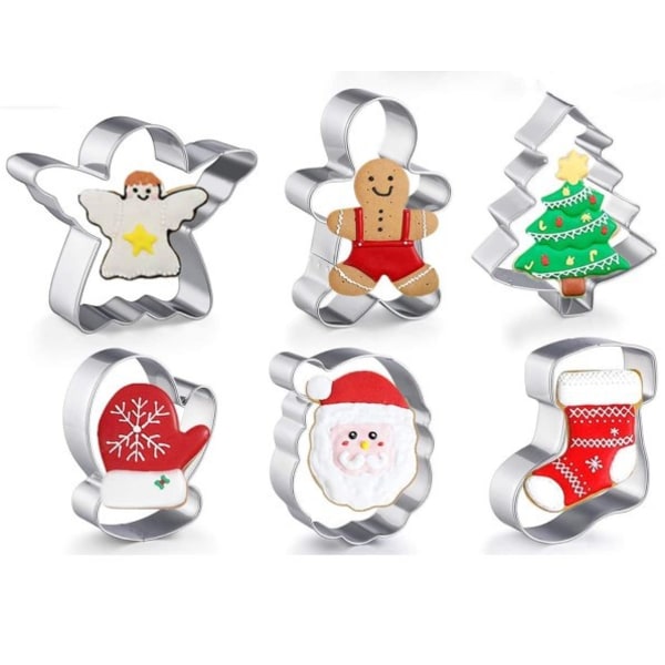 Christmas Cookie Cutter C - rustfritt stål 6-delt sett, Christma