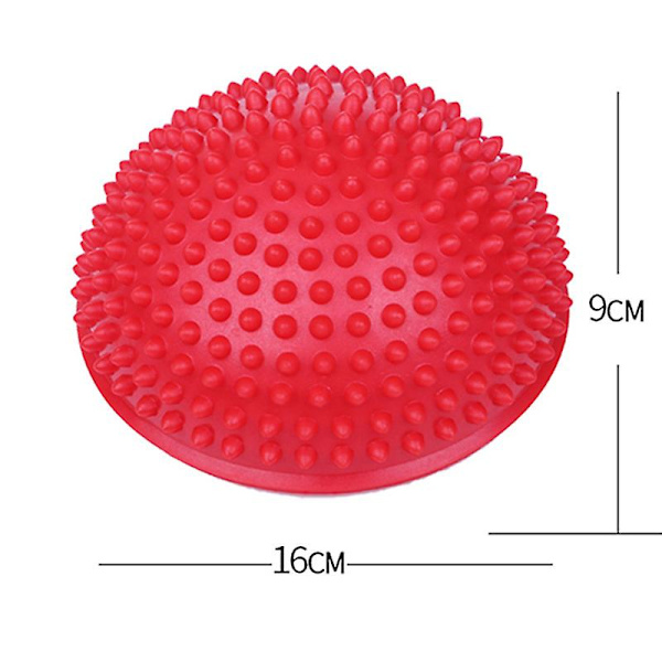 Halvcirkelformad massageboll, Igelkottsboll Yogamassageboll för balansövningar, (röd)