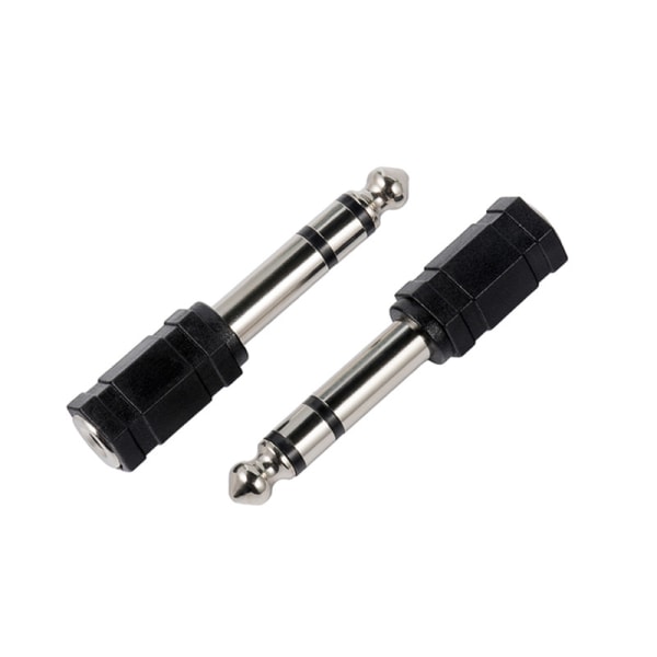 6,5 mm til 3,5 mm hunn lydadapter to-kanals nikkelbelagt elektronisk orgel 6,35 til 3,5 konverterhode (2 stk)