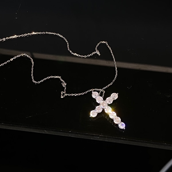 Cross Silverpläterad hänge halsband mode Cubic Zircon Bröllop