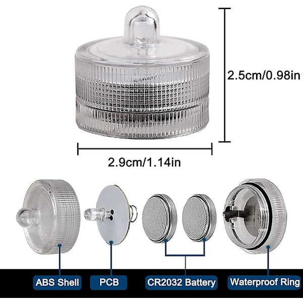 12 kpl Mini sukellus LED-valot, pienet liekittömät valot maljakko allas lampi koristevalaistus（Värikäs）
