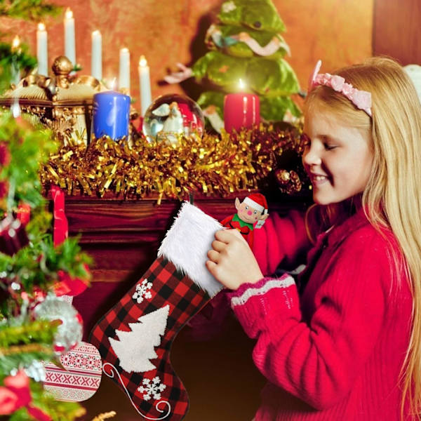 （1）Julstrumpor att hänga, set med 3 stora 50 cm julklappar