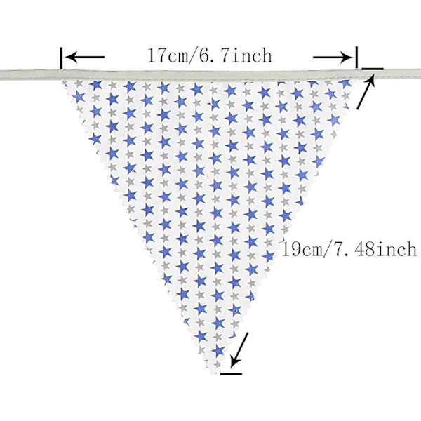 12m Blomsterstof Vimpel Banner, 19x21 Cm Stor Genanvendelig Bomulds Vimpel Krans Med 42 Dekorative Blomster