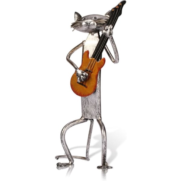 Metallskulptur katt med gitarfigur gaver til Thanksgiving,