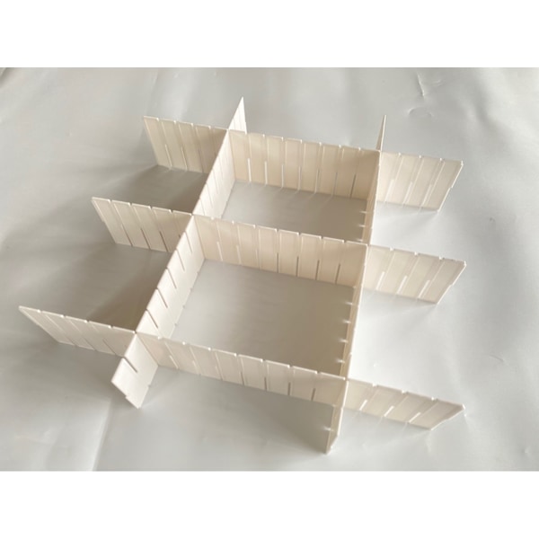 Set med 6, lådarrangör, rutnätlådeavdelare, justerbar, plast