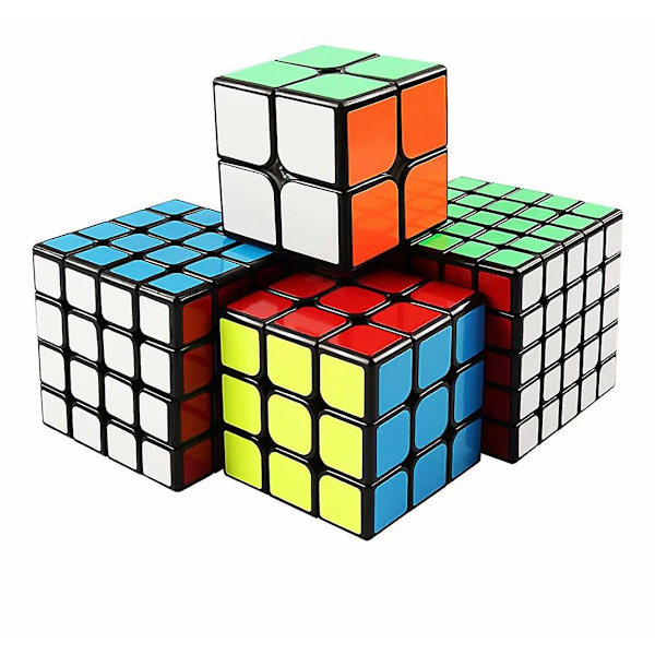Speed Cube Bundle Magic Cube Puzzle Sæt 2x2 3x3 4x4 5x5 Sticker Cube Kollektion Sort
