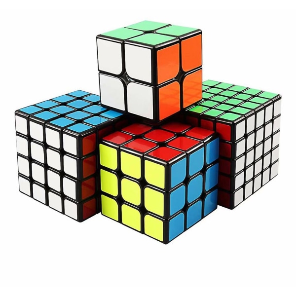 Speed Cube Bundle Magic Cube Puzzle Set 2x2 3x3 4x4 5x5 Sticker Cube Collection Black