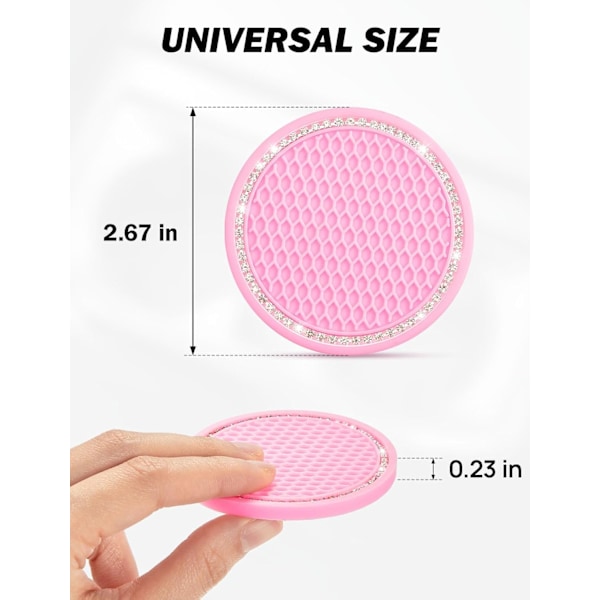 Auton lasinaluset, 4 universaalia liukumattomaa ja iskunkestävää auton lasinalusta, sopivat auton tarvikkeille, kuten autoille ja maastureille (vaaleanpunainen timanteilla)