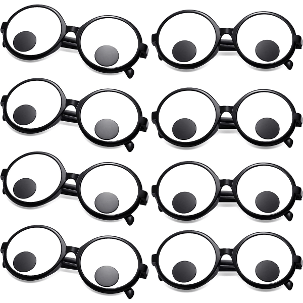 8 par Googly Eye-glasögon Roliga Eye-glasögon Jätte Googly Eye-glasögon Glas Nyhetsögon för Vuxna Barn Festpresenter (Svart)