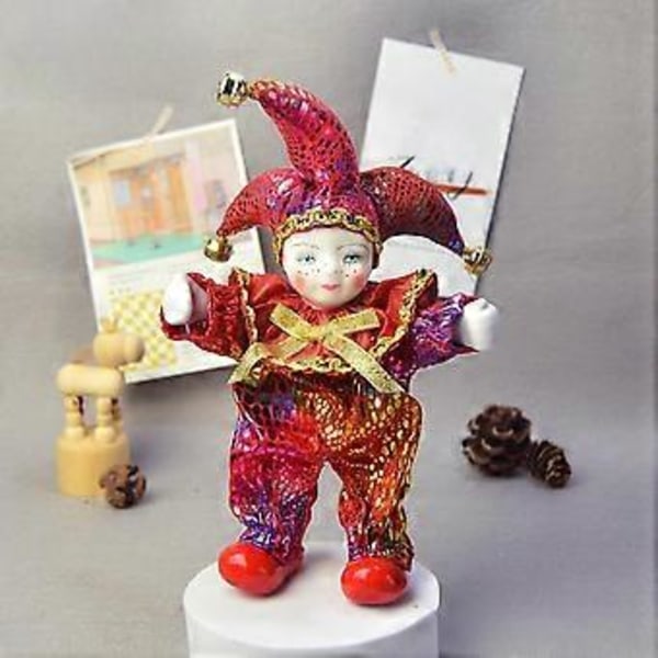 Porslinsclown Docka 18 cm Antik Docka Clown Figur för Fest Skrivbord Sovrum