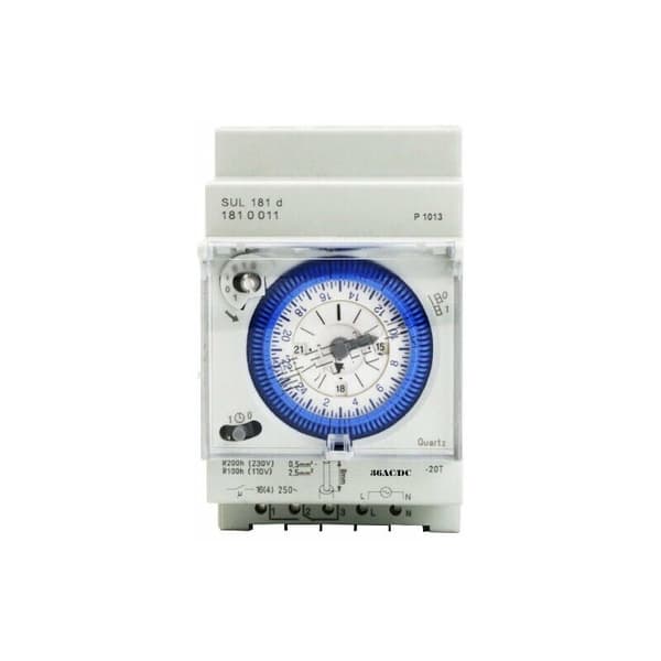 3-delad analog timer med synkronmotor och dagsprogram, t