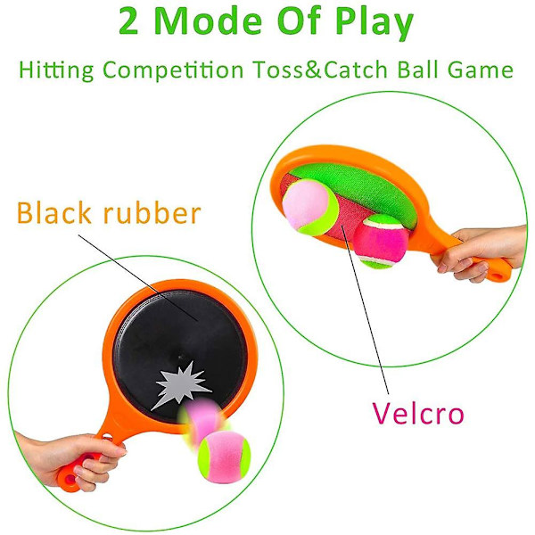 Orange Paddle Catch Ball Racket Set Sport Game Toys Toss Set Disc Paddle Tennis Game Sucker